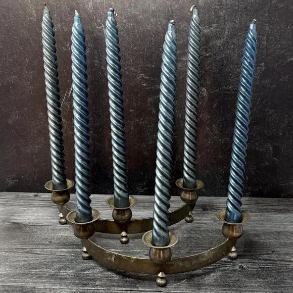 Antique Vintage Pair of Art Deco Silverplate Taper Candlestick Holders 3” H